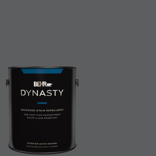 BEHR DYNASTY 1 gal. #N500-6 Graphic Charcoal One-Coat Hide Satin Enamel Interior Stain-Blocking Paint and Primer