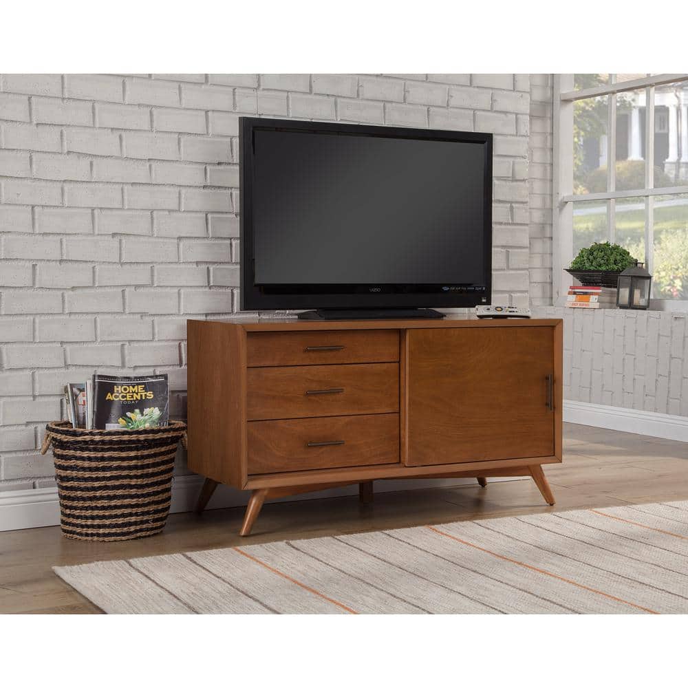 Flynn Acorn Mid-Century Modern Mahogany TV Console with Cabinet