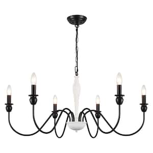 Damielle 6-Light White/Black Classic Chandelier Ceiling Fixture Farmhouse for Kitchen Island with no bulb included