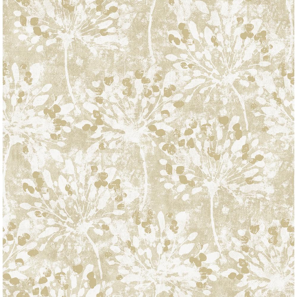 Dori Gold and White Painterly Floral Non-Woven Wallpaper