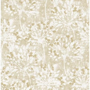 Dori Yellow Gold Painterly Floral Paper Non-Pasted Metallic Wallpaper