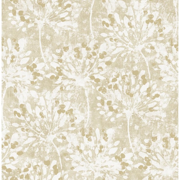 Advantage Dori Yellow Gold Painterly Floral Metallic Non-Pasted Non-Woven Wallpaper Sample