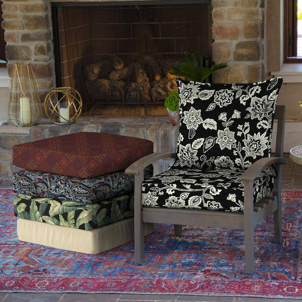 Black and White Floral Outdoor Deep Seat Cushion Set