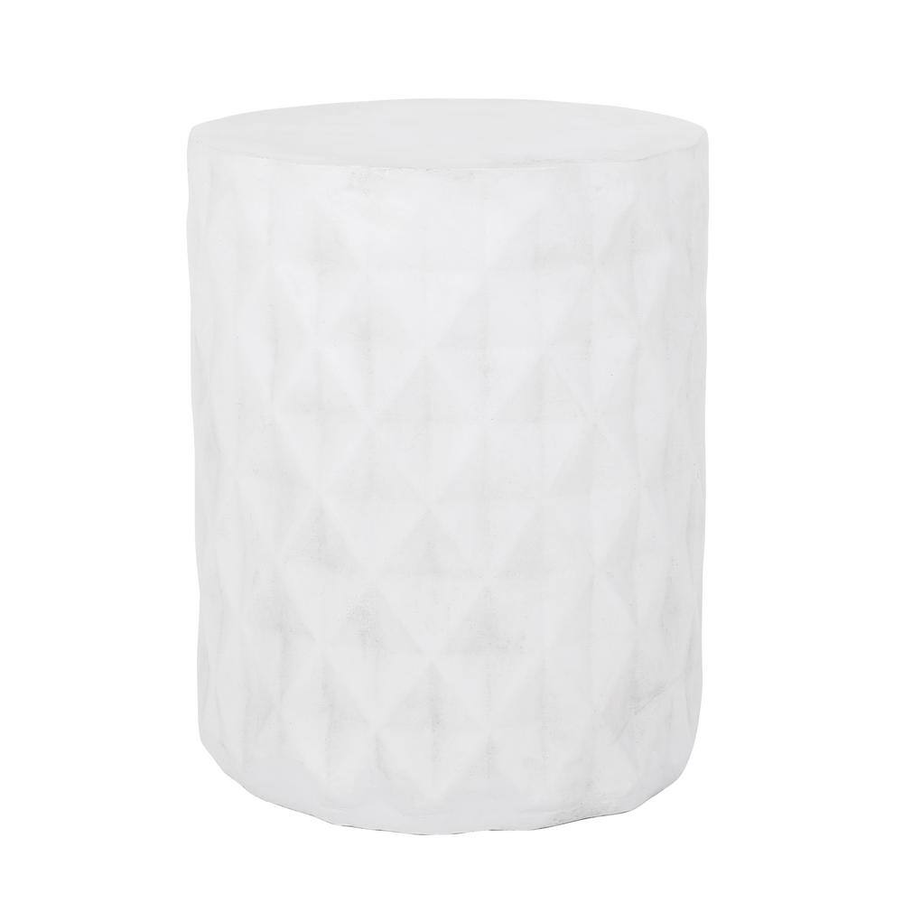 Antique White Lightweight Concrete Cylindrical Side Table