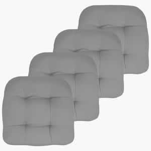 19 in. x 19 in. x 5 in. Solid Tufted Indoor/Outdoor Chair Cushion U-Shaped in Silver (4-Pack)