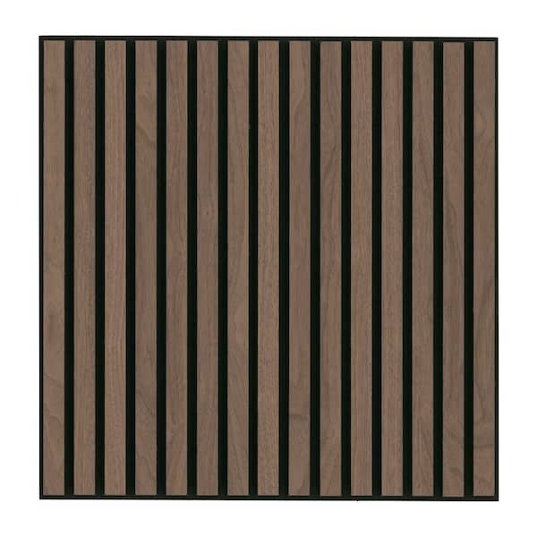 Harmony Sable 24 in. x 24 in. Brown Wood Slat Decorative Acoustic Sound Absorbing Panels (4-Pack/15.5 sq. ft.)