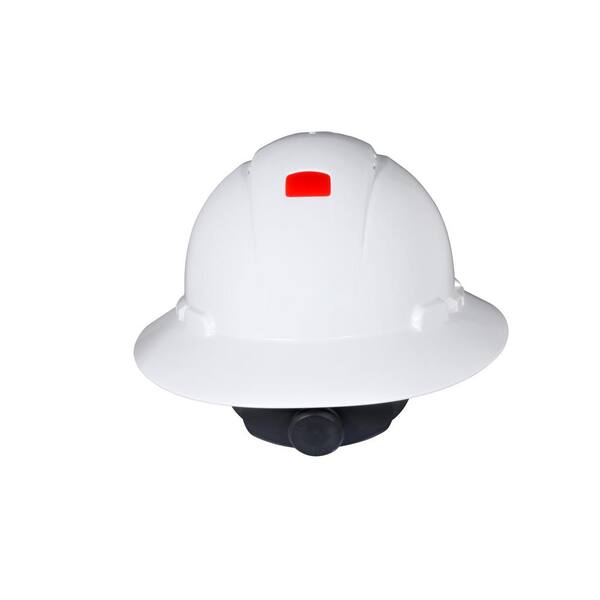 3M Vented Full Brim White Hard Hat with 4-Point Ratchet Suspension and Uvicator (Case of 20)