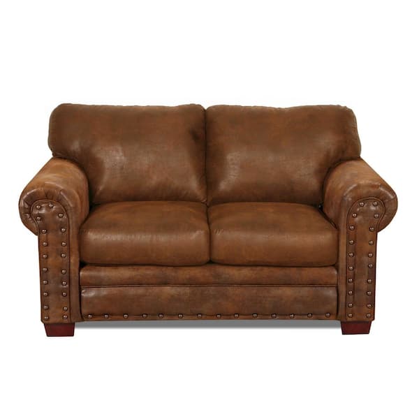 American Furniture Classics Buckskin 67, Brown Leather Loveseat Sofa