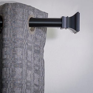 96 in. Single Curtain Rod in Black with Versailles Finial