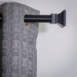 96 in. Single Curtain Rod in Black with Versailles Finial