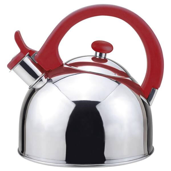 Magefesa Acacia 2 Qt. Stainless Steel Stovetop Tea Kettle with Whistle in Red