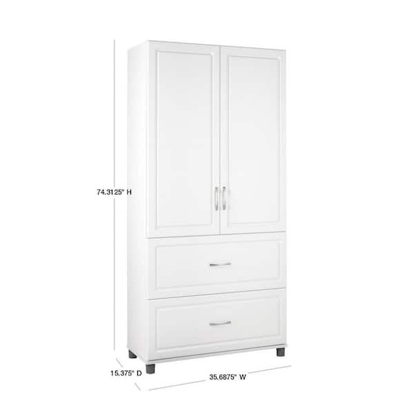 Ameriwood Home 74 In H X 36 W 15, White Storage Cabinet With Drawers