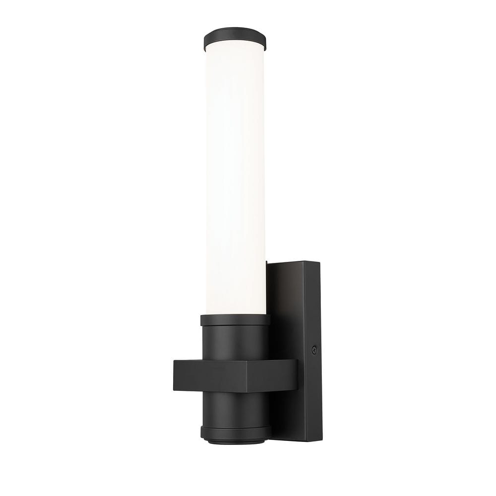 Idris 16.5 in. Matte Black Integrated LED 1 Light Wall Sconce with Opal Whi