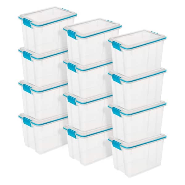 20 Quart Storage Container Box Tote with Latches (12 Pack)