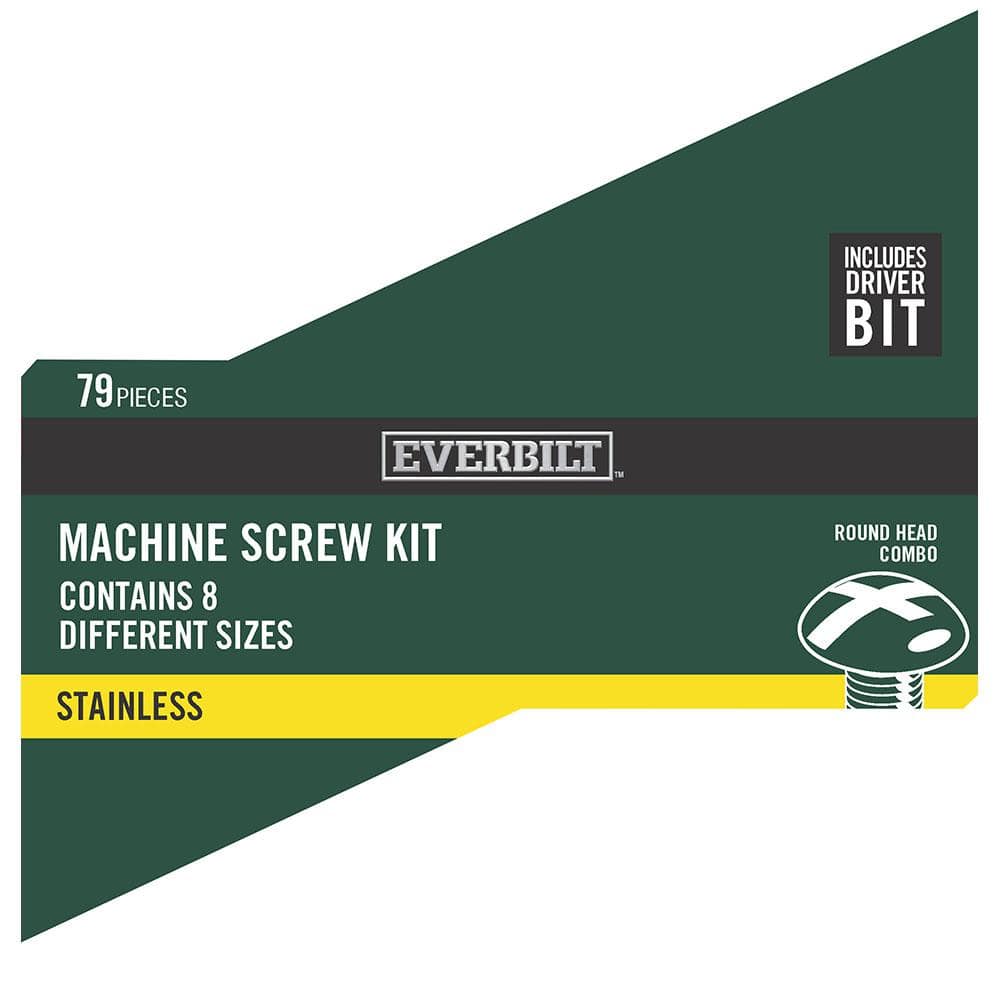 "#6 to 1/4 in. x 1/2 in. to 2 in. Stainless Steel Combo Drive Round Head Machine Screw Assortment Kit (79-Piece per Pack)" price history on PriceWatchPro