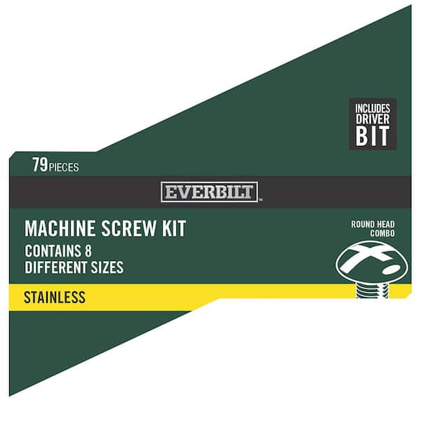 Everbilt #6 to 1/4 in. x 1/2 in. to 2 in. Stainless Steel Combo Drive Round Head Machine Screw Assortment Kit (79-Piece per Pack)
