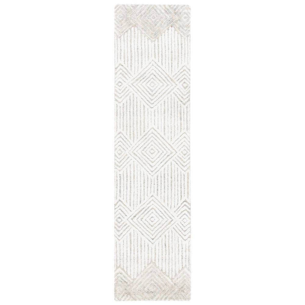 Beige and Ivory Hand-Tufted Wool Runner Rug