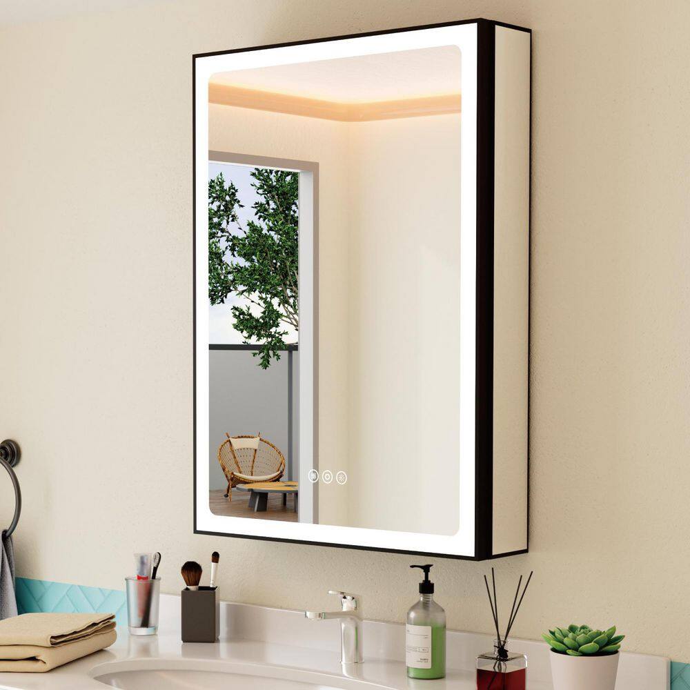 Grand 24 in. W x 30 in. H Rectangular Aluminum Medicine Cabinet with Mirror, Dimmable, 3-Color Lighting, Anti-Fog price history on PriceWatchPro