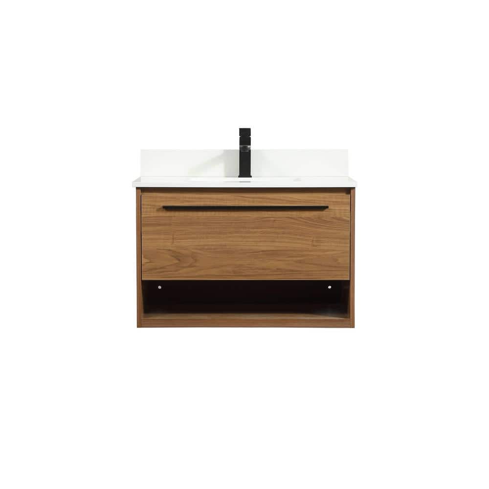 Timeless Home 30 in. W x 18 in. D x 19.7 in. H Bath Vanity in Walnut Brown 