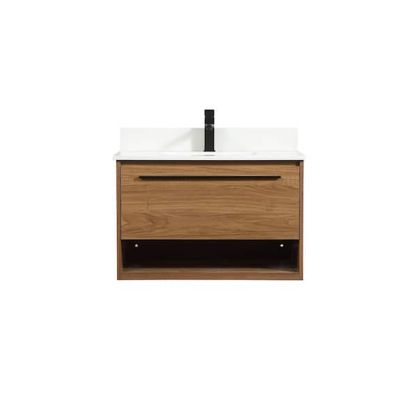 Unbranded Timeless Home 30 in. W x 18 in. D x 19.7 in. H Bath Vanity in Walnut Brown with Ivory White Top