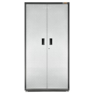 Ready-to-Assemble Steel Freestanding Garage Cabinet in Silver Tread (36 in. W x 72 in. H x 24 in. D)
