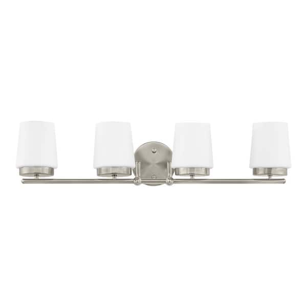 Hampton Bay Jackson Park 28 in. 4-Light Brushed Nickel Integrated LED ...