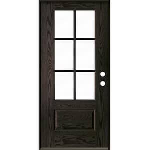 UINTAH Farmhouse 36 in. x 80 in. 6-Lite Left-Hand/Inswing Clear Glass Baby Grand Stain Fiberglass Prehung Front Door