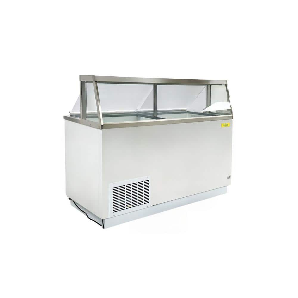 Elite Kitchen Supply 68 in. 22.8 cu. ft. Auto Defrost Commercial Portable Freezer 12-Tub Deluxe Ice Cream Dipping Cabinet EC66HC in white