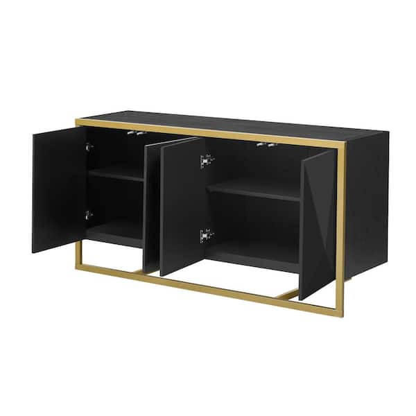 COWLOWN 59.8 in. W x 15.7 in. D x 30.3 in. H Bathroom Black Linen Cabinet