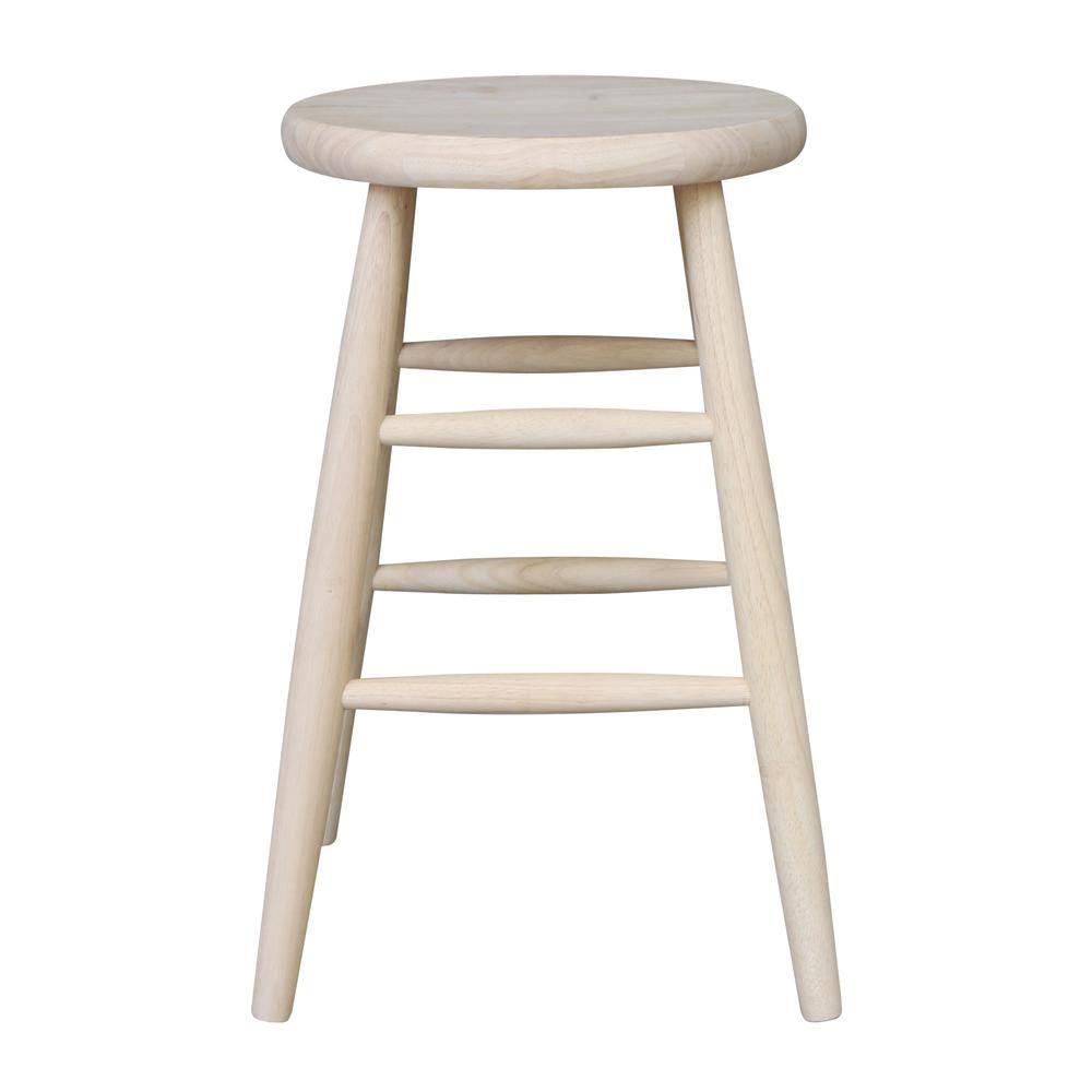 Traditional Solid Hardwood Unfinished Counter Height Stool