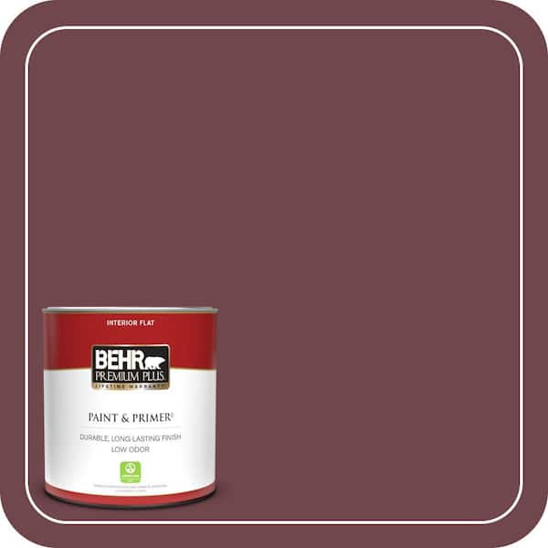 BEHR PREMIUM PLUS 1 qt. #PPU1-14 Formal Maroon Flat Low Odor Interior Paint & Primer