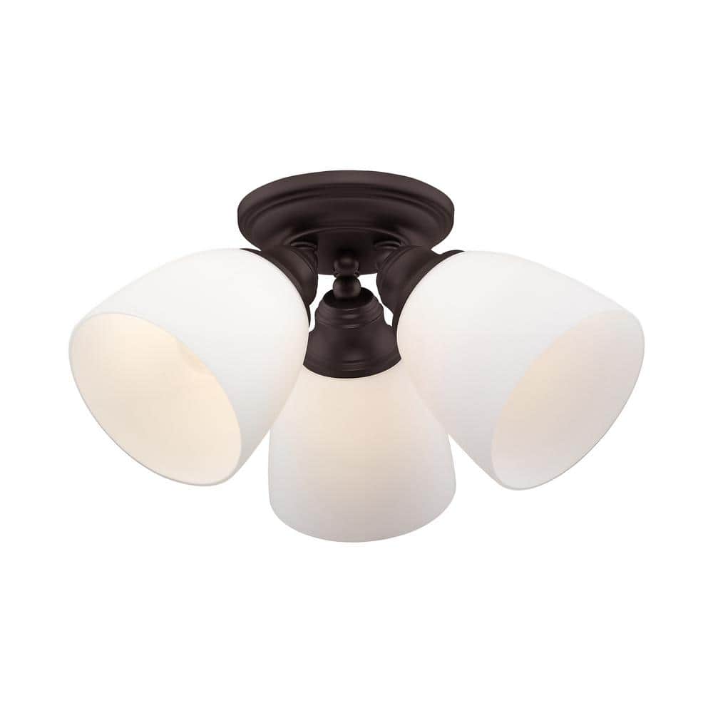 Somerville 3-Light Bronze Flush Mount with Opal Glass