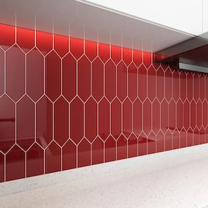 Hexagon Glass Subway Wall Tile 3 in.x 9 in.x 6mm Ruby Red (5.8 Sq. Ft.)