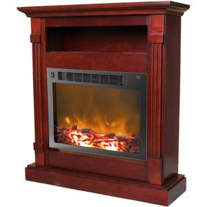 Drexel 34 in. Electric Fireplace with 1500-Watt Log Insert and Mahogany Mantel
