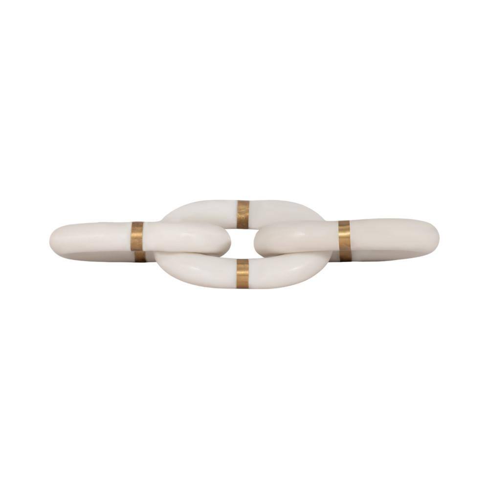 White and Gold Marble Chain Link Sculpture Decor