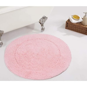 Waterford Collection 100% Cotton Tufted Non-Slip Bath Rug, 30 in. Round, Pink