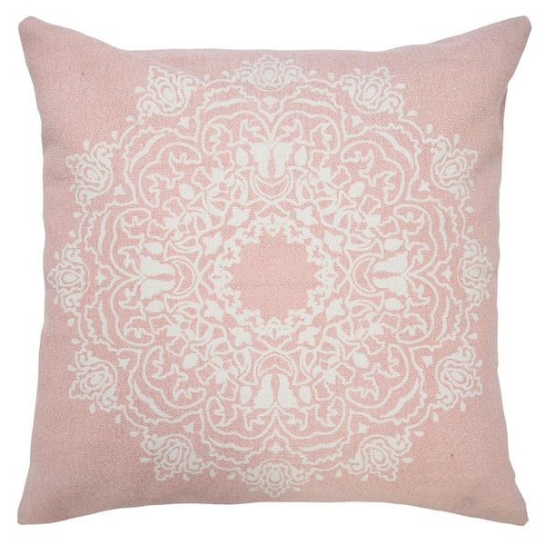 Light Pink Solid Stonewash Throw Pillow with Fringe