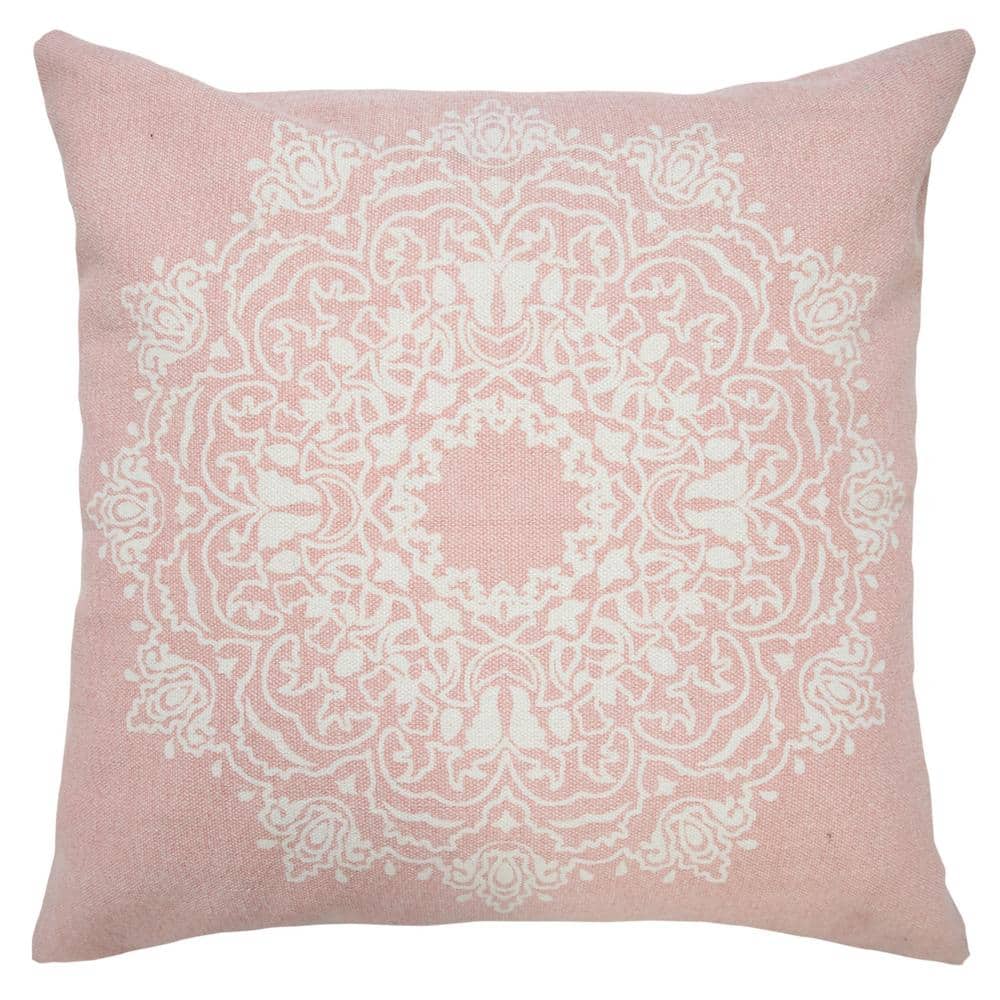 Bohemian Light Pink/White Mandala Medallion 20 in. x 20 in. Indoor Throw Pi