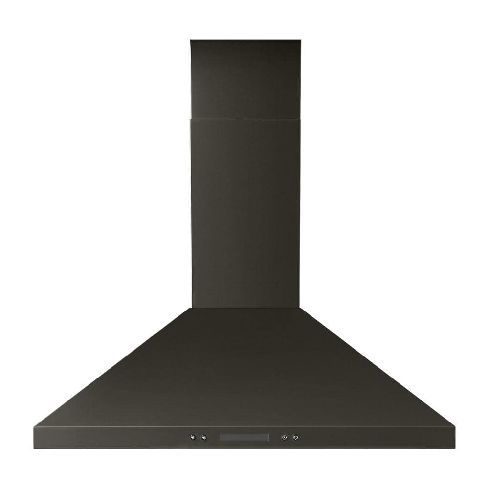 Whirlpool 30 in. 400 CFM Ducted Wall Mount Canopy Range Hood in Black Stainless