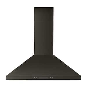 30 in. 400 CFM Ducted Wall Mount Canopy Range Hood in Black Stainless