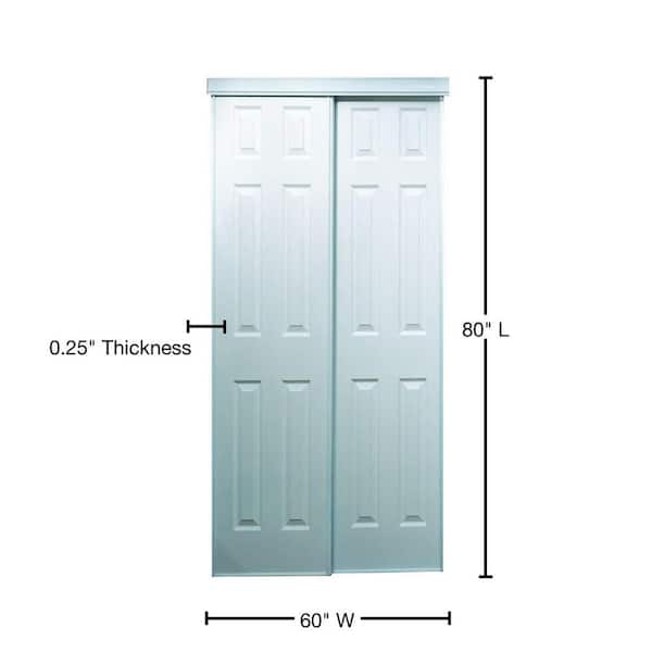 RELIABILT Euro 60-in x 80-in Silver Flush Prefinished Mdf Sliding Door  Hardware Included in the Closet Doors department at