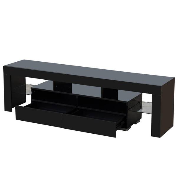 Unbranded 63 in. Black TV Stand with 2 Drawers Fits TV's up to 72 in. with LED RGB Lights