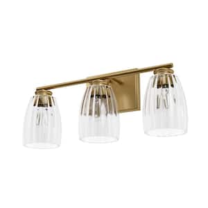 Rossmoor 20.5 in. 3-Light Luxe Gold Vanity Light with Clear Glass Shades