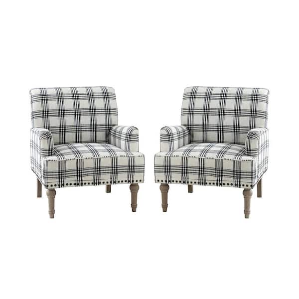 JAYDEN CREATION Belluno Black Armchair with Turned Legs Set of 2