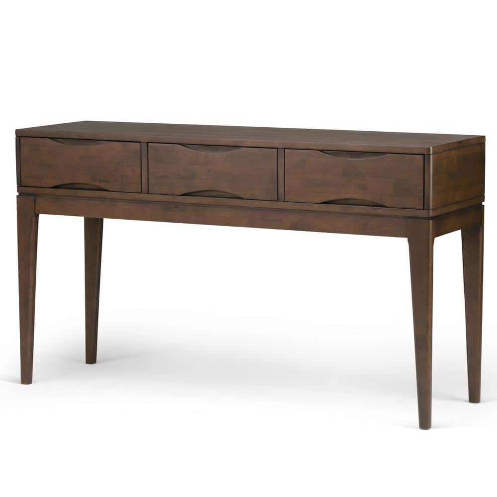 Harper Walnut Brown Solid Wood Console Table with Storage