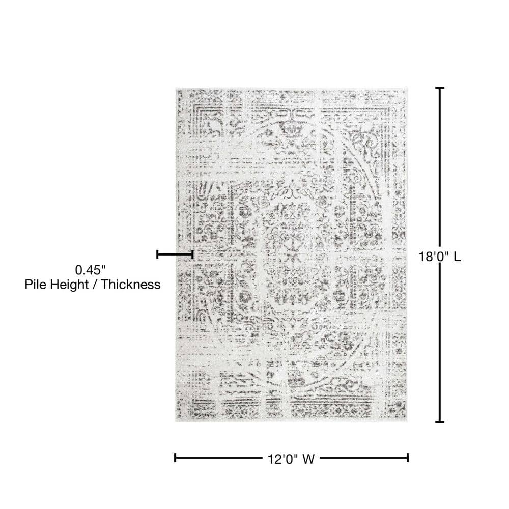 Elysian Distressed Gray Synthetic 62"x26" Easy-Care Area Rug