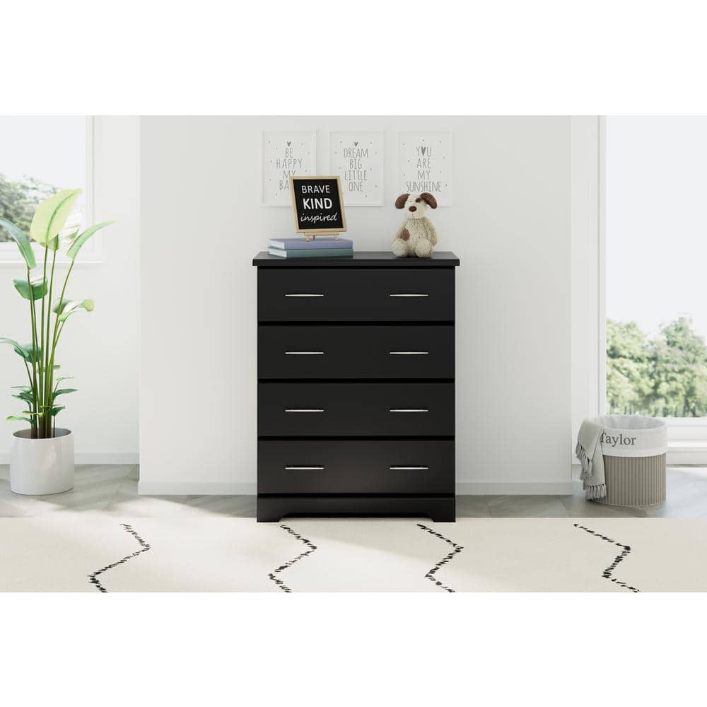 Brookside Modern Black 4-Drawer Nursery Dresser - GREENGUARD Certified