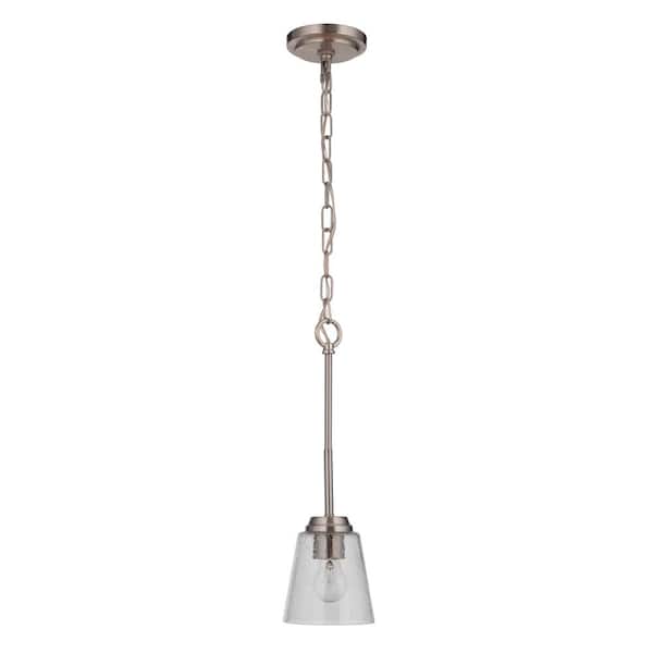 CRAFTMADE Tyler 60 Watt 1 Light Brushed Nickel Finish Dining/Kitchen Island Mini Pendant Light w/Seeded Glass, No Bulbs Included
