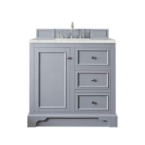 De Soto 37.3 in. W x 23.5 in. D x 36.3 in. H Bathroom Vanity in Silver Gray with Eternal Serena Quartz Top