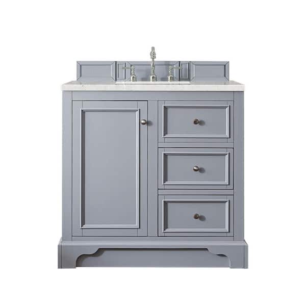 James Martin Vanities De Soto 37.3 in. W x 23.5 in. D x 36.3 in. H Bathroom Vanity in Silver Gray with Eternal Serena Quartz Top